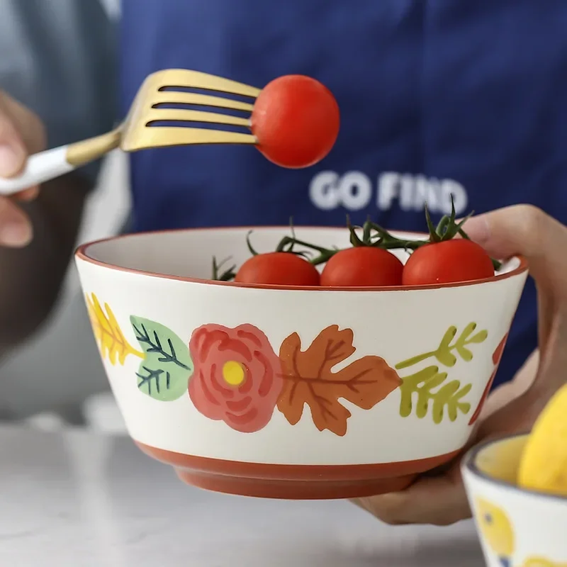 5-дюймовая цветочная миска с ручной росписью круглая керамическая подглазурная