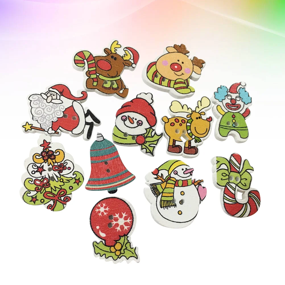 

Buttons Christmas Holiday Novelty Wooden Santa Cartoon Diy Crafts Scrapbooking Reindeersnowman Craft Sewing Fastener