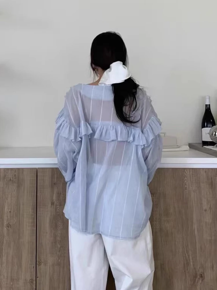 KUSAHIKI Женская рубашка из полиэстера полосатая