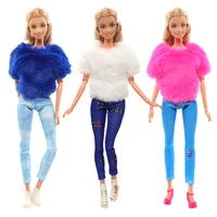 barwa 11 5inch girl doll 3 set6 pieces doll clothes3 plush tops3 trousers for barbie kids toys birthday gifts