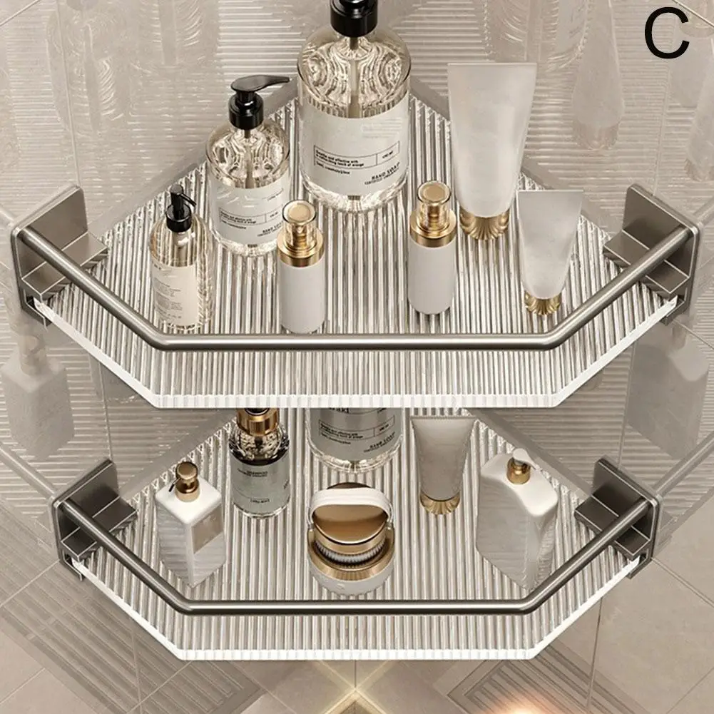 Настенная угловая полка для хранения шампуня ванной комнаты