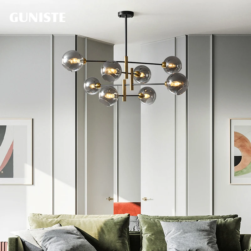 

Nordic light luxury chandelier modern simple living room light dining room bedroom study light molecular lamps retro living room