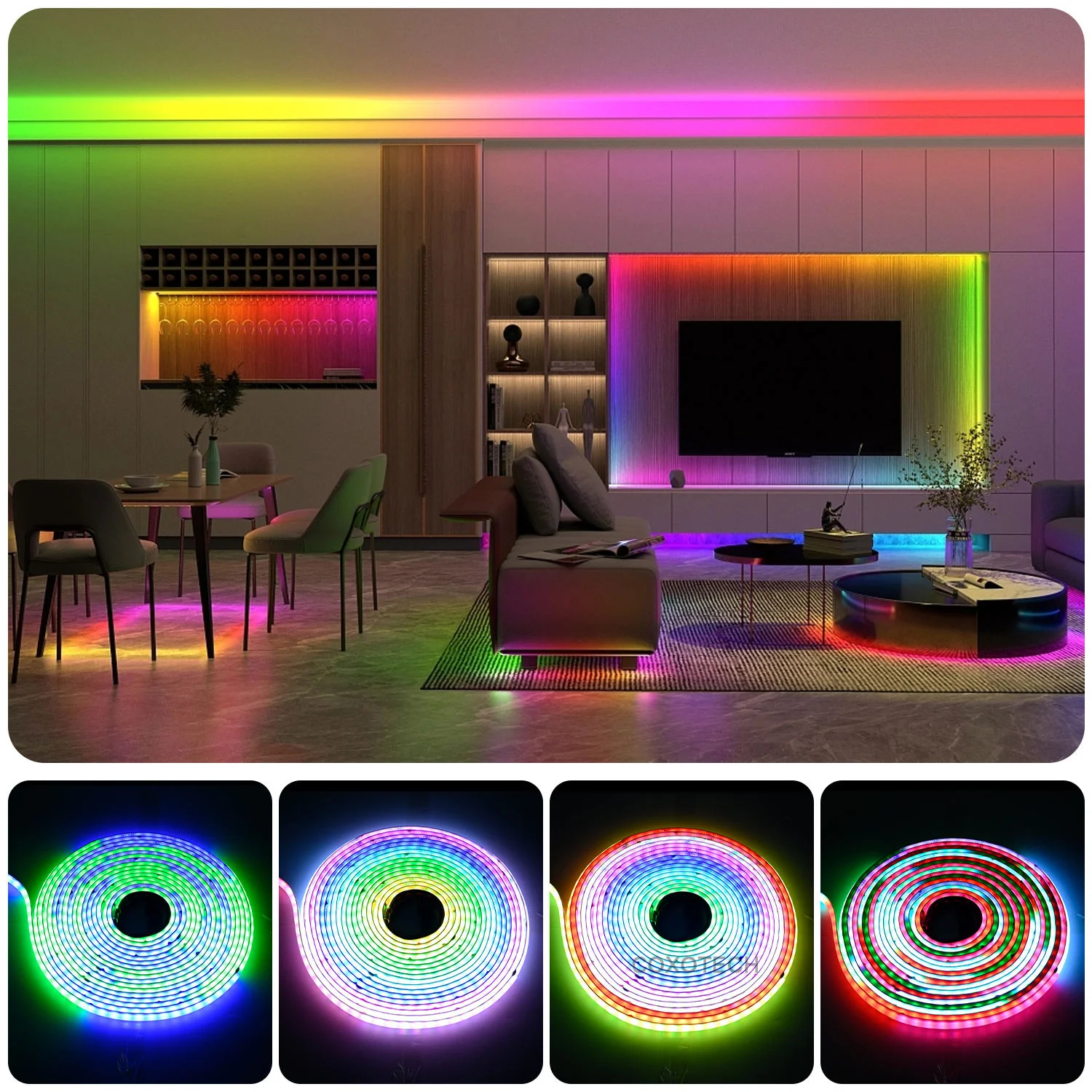 Светодиодная лента COB WS2811 с адресной подсветкой SPI RGB, длиной 5-50 м, Dream RGBW RGBCCT, WS2814 2805, высокая гибкость, FOB-подсветка, RA90, 12В24В (art.: 3920d7c0856ff) - 3920d7c0856ff