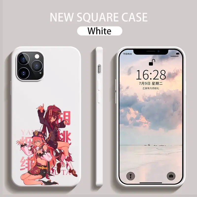

Hu Tao Genshin Impact Phone Case White Candy Color for iPhone 6 7 8 11 12 s mini pro X XS XR MAX Plus