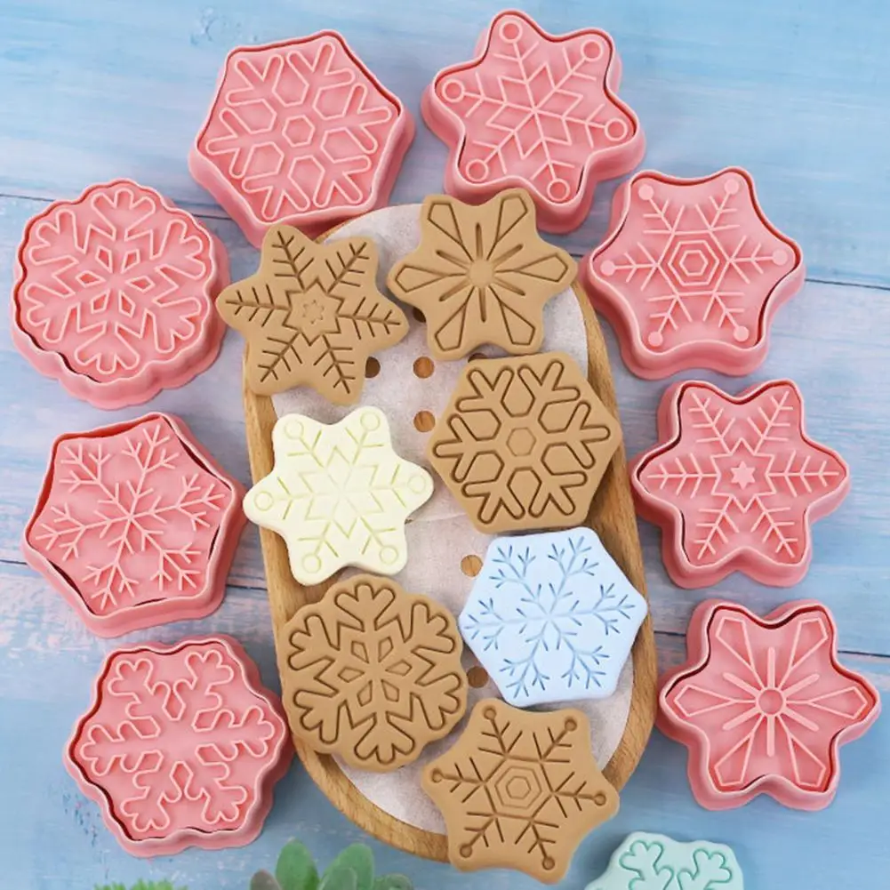 

8Pcs/Set Cake Mold Baking Supplies Food Grade Gentle Texture Compact DIY Convenient Demoulding Reusable Snowflake Shape Cookie C