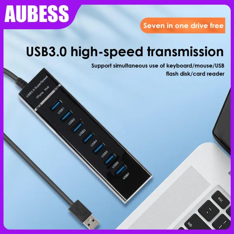 

High Speed Computer Splitter Lightweight Usb Adapter Station Charging Port Usb 3.0 Hub 5gbps High Speed Phone Accessories 7-port