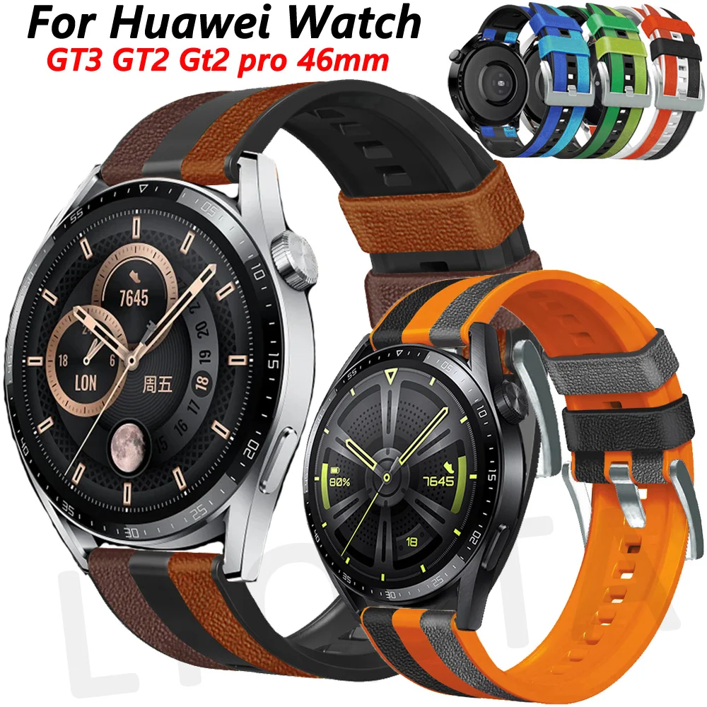 

Ремешок силиконовый для Huawei Watch GT3 GT2 Gt2 pro GT 2 3 Pro Runner, кожаный браслет для Honor Magic 2 46 мм, 22 мм