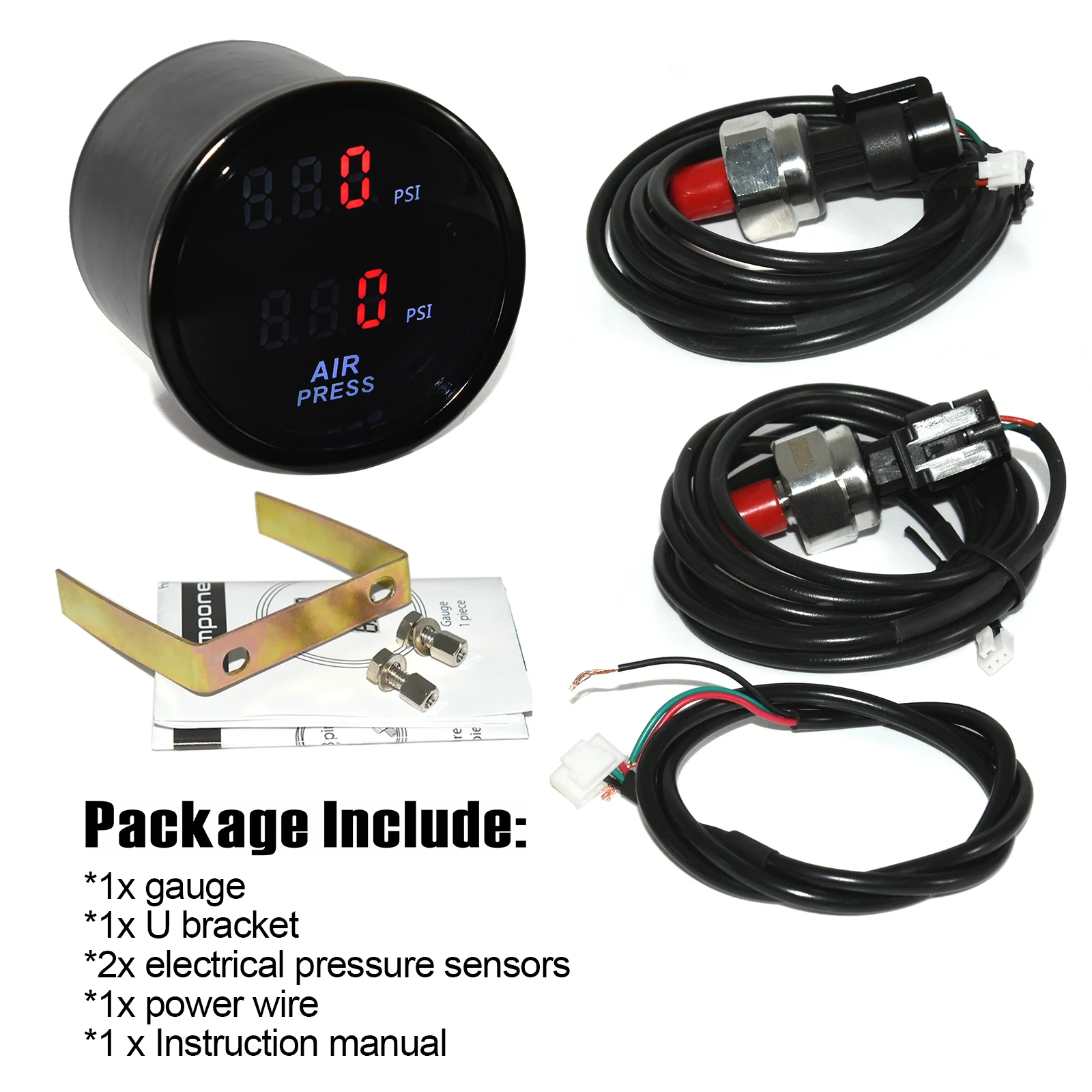 AD 2-дюймовый 52 мм PSI манометр с пневматической подвеской цифровой светодиодный