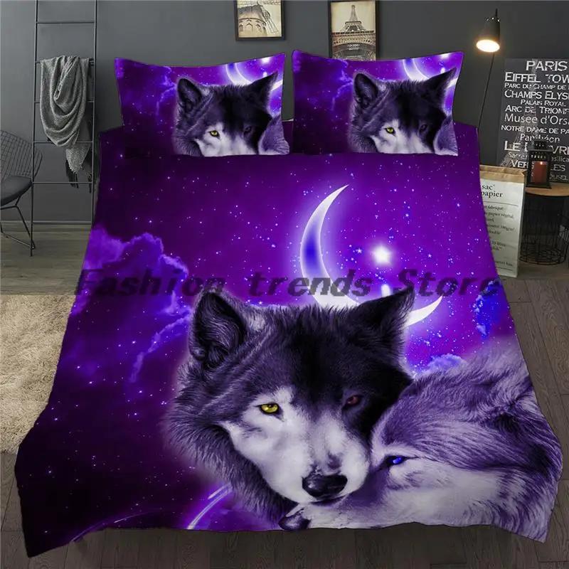 

3D Duvet Quilt Cover Set Wolf Animal Print Bedding Set Single Double Twin Full Queen King Size Bedclothes For Children Kid Adult