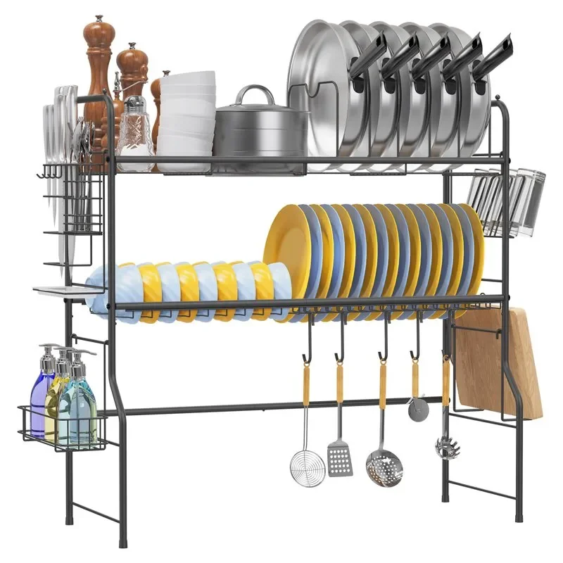 

2 Layer Dish Drying Rack over the Sink Suitable for Kitchen Storage Rack,Black