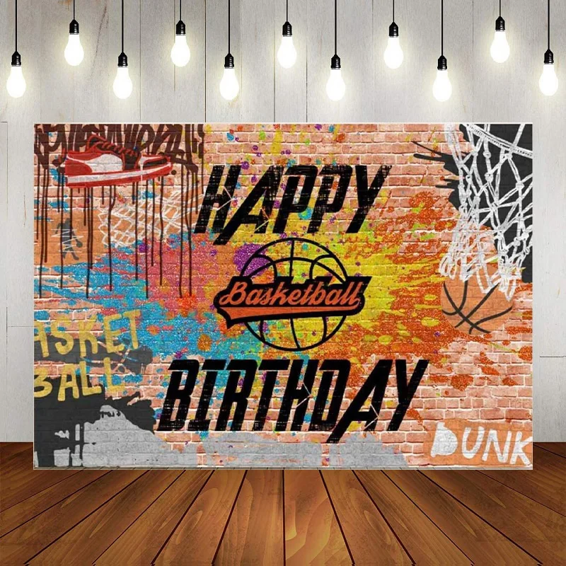 

Neno Graffiti Basketball Splash Glow Dark Colorful Paint Theme Backdrop Sport Photography Background Birthday Party Decor Banner