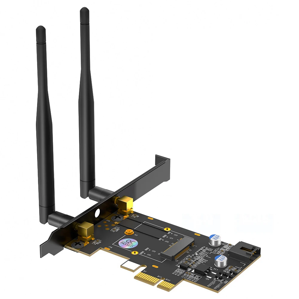 Фото Адаптерная карта PCIe X1 для M.2 с поддержкой Wi-Fi и Bluetooth, с радиатором охлаждения, для M.2 NGFF A+E Key 3160 3165 7260 7265 AX200 AX210 №4