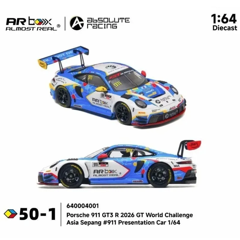 Фото Модель автомобиля AR 1:64 Porsche 911 GT3 R World Challenge Asian Cup Sepang Station / Porsche 911 GT3-R Balongman Darica Station, подарок для мальчика №2