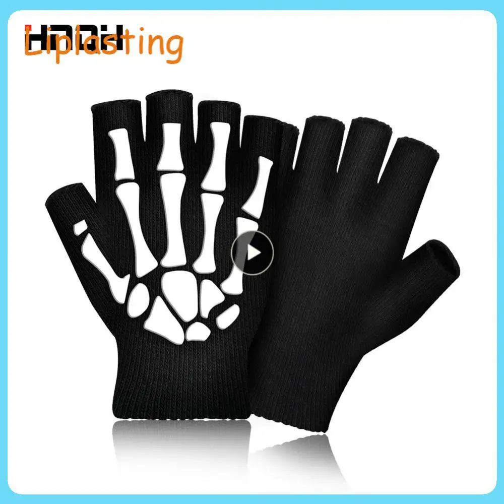 

Wrist Guard Knitted Black Outdoor Riding Gloves Anti-skid Mittens Cycling Gloves For Fishing Riding Hiking Half Finger Gloves
