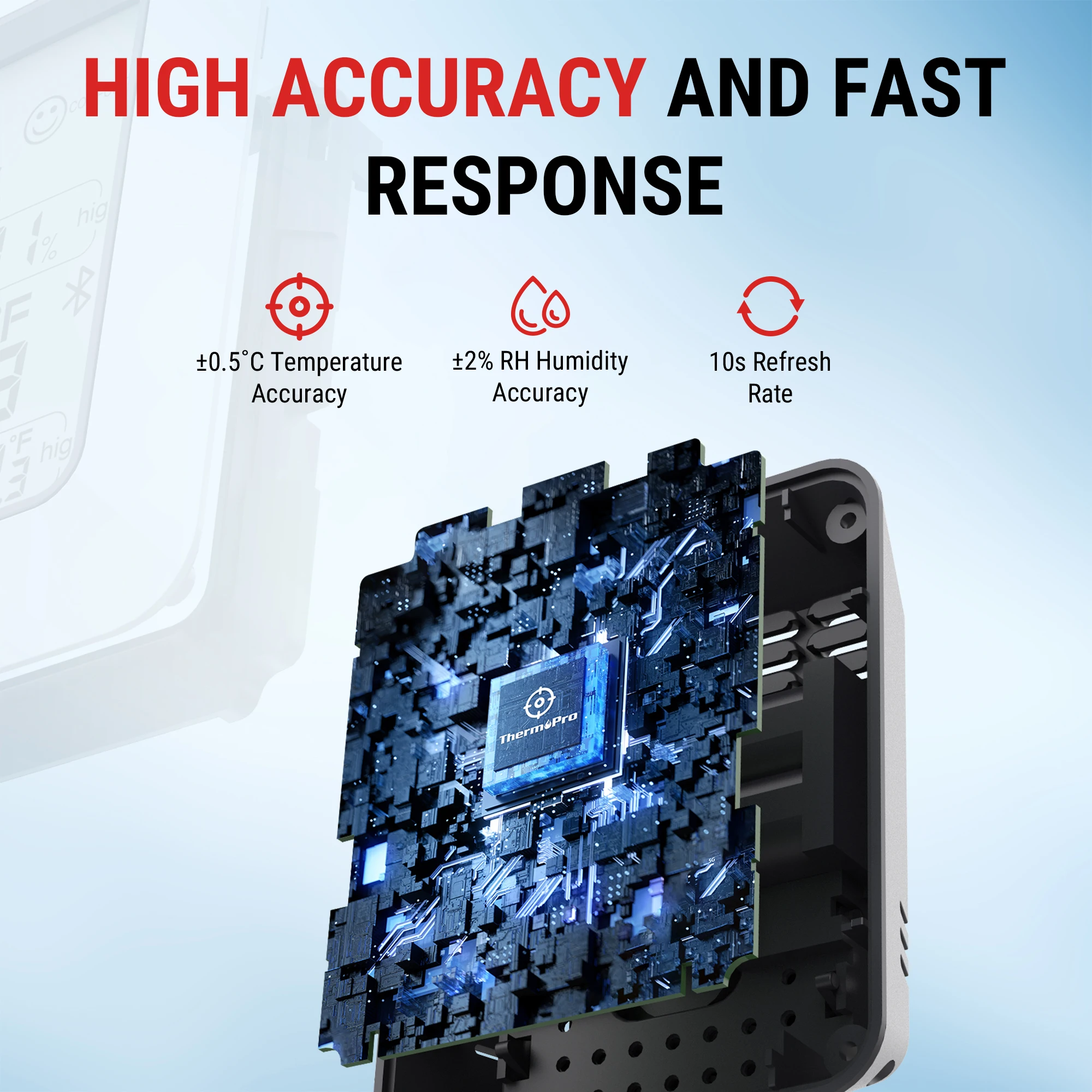 Беспроводной комнатный термометр-гигрометр ThermoPro TP350 80 м с приложением цифровой