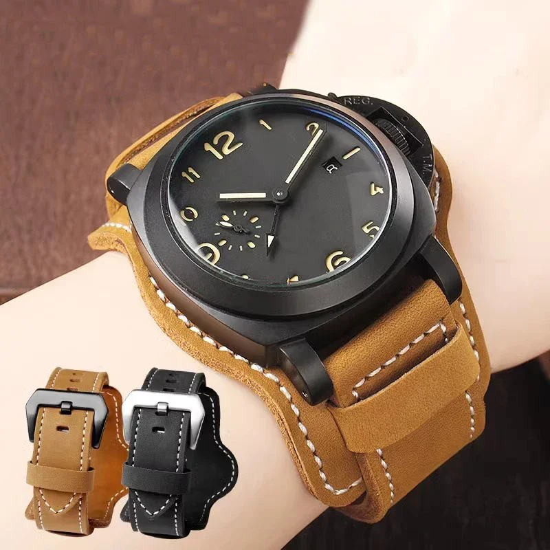 Для Panerai PAM380 111 351 часы из матовой кожи с большой кожаной цепочкой