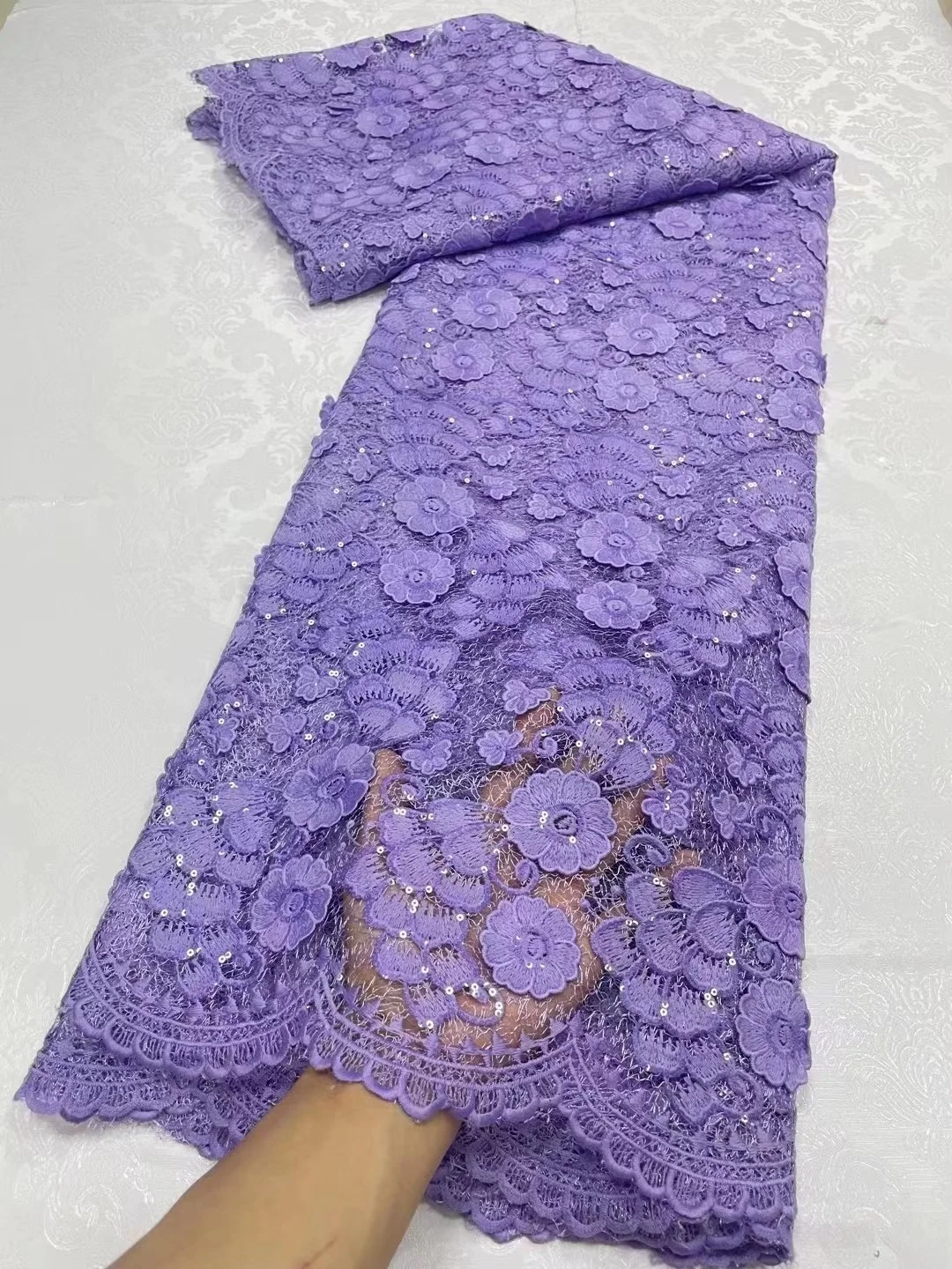 2024 многоцветная африканская Водорастворимая кружевная ткань с блестками