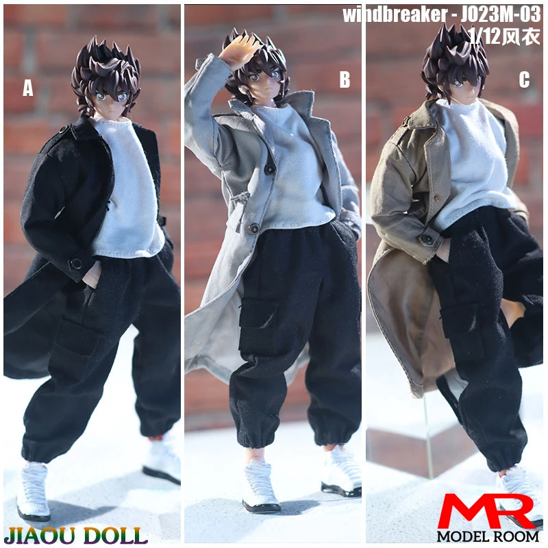 

JO23M-03 1/12 Male Soldier Windbreaker Wind Coat Clothes Model Fit 6'' Action Figure Body Dolls