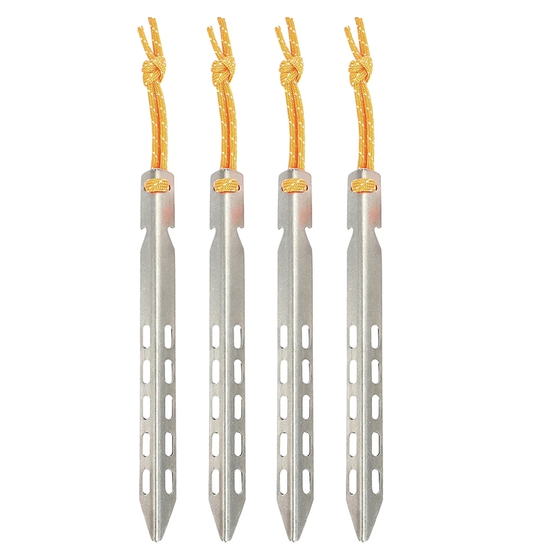 

4Pcs Titanium Alloy Outdoor Camping Beach Snow Nails V-Shaped Windproof Titanium Tent Nails