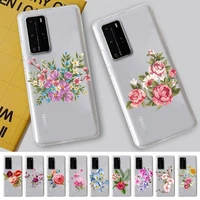 yndfcnb color flower rose phone case for samsung a51 a52 a71 a12 for redmi 7 9 9a for huawei honor8x 10i clear case