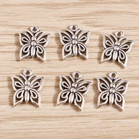 50pcs 12x15mm antique silver color small alloy butterfly charms for jewelry making diy handmade earrings necklaces crafts supply