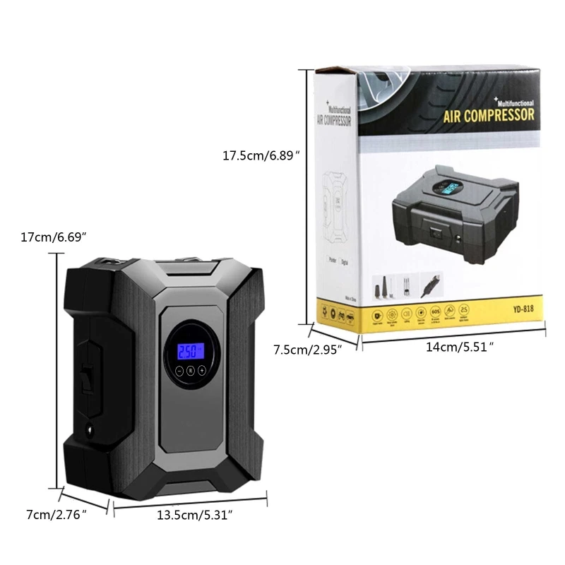 

Portable Electric Inflation Pump Wireless Smart Digital Mini Air Compressor Tire Pressure Detection for Bike Motorcycle