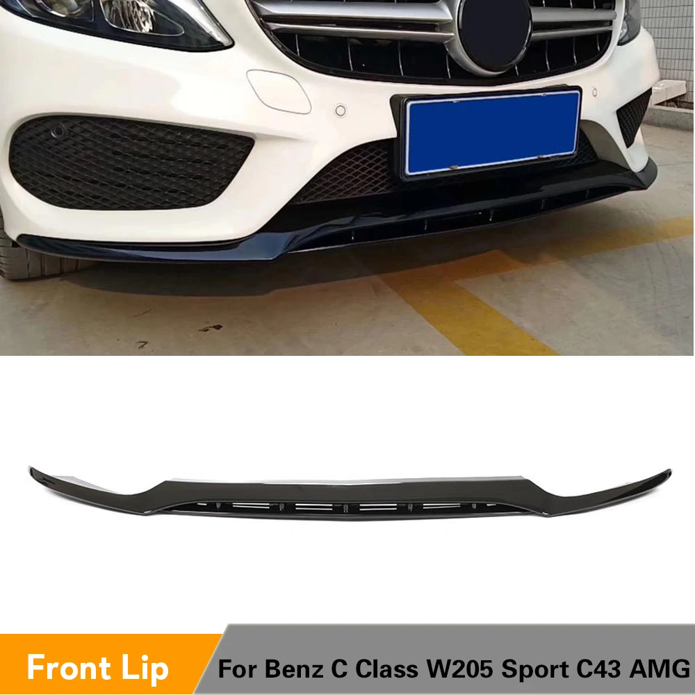 

Разделители переднего бампера для Mercedes-Benz C Class W205 Sport C43 AMG 2015-2018, губа переднего бампера PP, глянцевый черный
