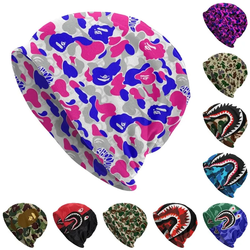 

Fashion Camouflage And Pink Bape Skullies Beanies Women Men Winter Warm Slouchy Beanie Hat Knitting Bonnet Cap for Ski