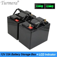 turmera 12v 33a battery storage box handheld lcd indicator for 18650 26650 21700 32700 batteries uninterrupted power supply use