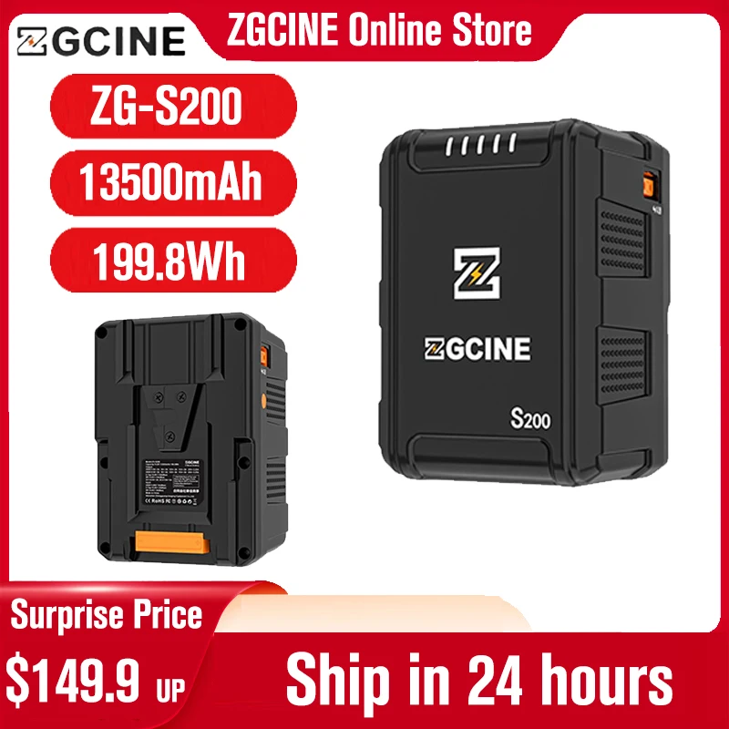 ZGCINE ZG-S200 Батарея с V-образным креплением 13500 мАч Литиевая батарея V-Lock Быстрая