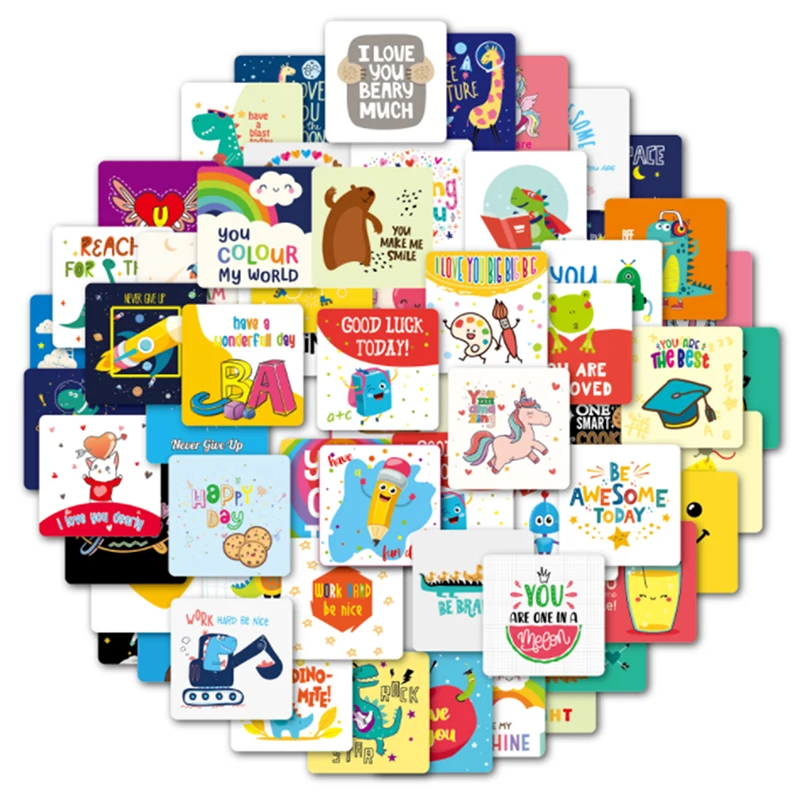 

60 шт. школьный Ланч-бокс, карты для заметок, милые поощрительные карты для записей, может быть написан вручную, детский Ланч-бокс, карты