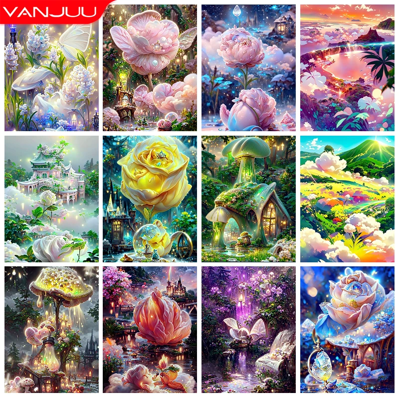 

Dream Castle 5D DIY Diamond Painting Kit Colorful Diamond Mosaic Scenery Cross Diamond Embroidery Painting Home Decor Gift