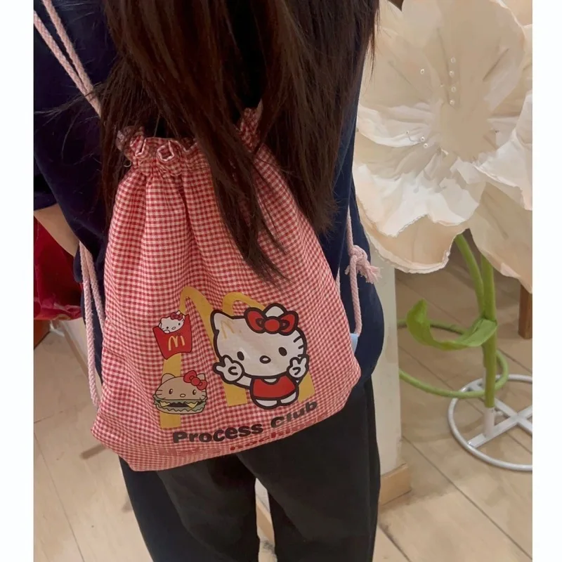 Рюкзак Kawaii Hello Kitty с шнурком универсальный рюкзак большой вместимости сумка через