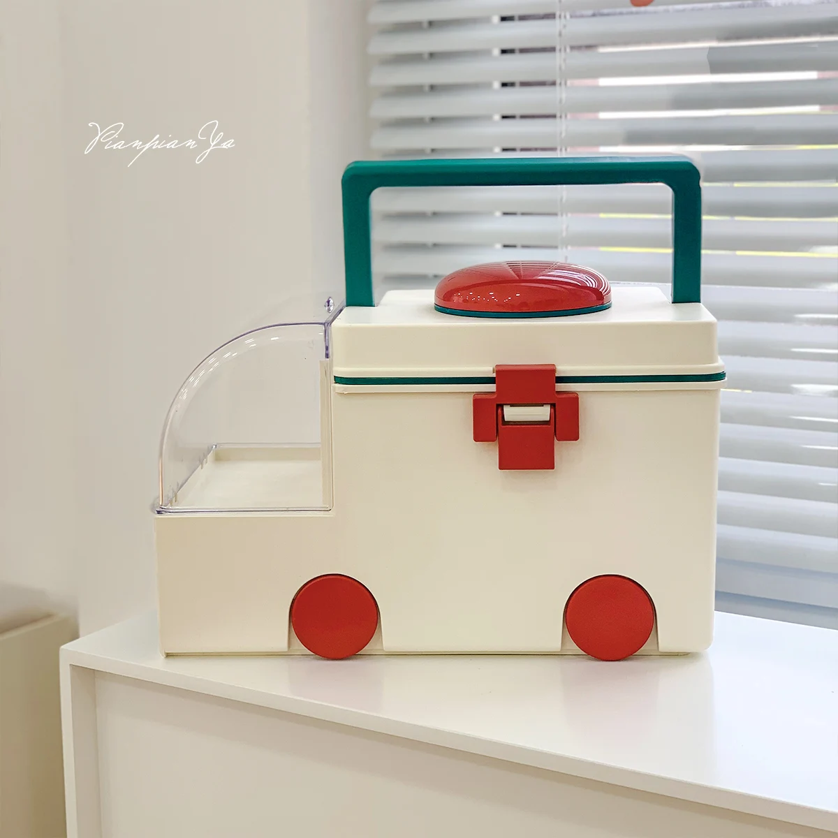 

Creative Large Capacity Medicine Box Storage Box Double-Layer Cartoon Children's First Aid Medicine Box Ambulance Medical Box
