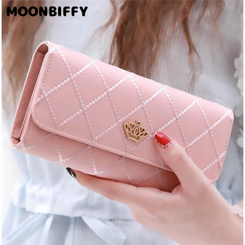 

Женский Длинный кошелек из искусственной кожи, с металлической короной