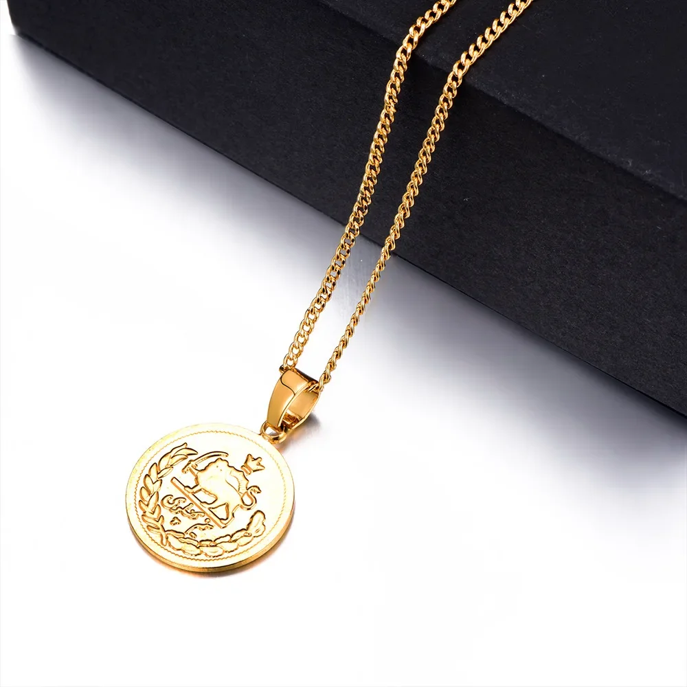 Модное корейское стильное ожерелье с подвеской в виде золотой монеты стиле