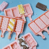 1pc ice cream mold silicone mold diy ellipse ice cream pastry 4 grids mould ice cream makers chocolate mold popsicle molds
