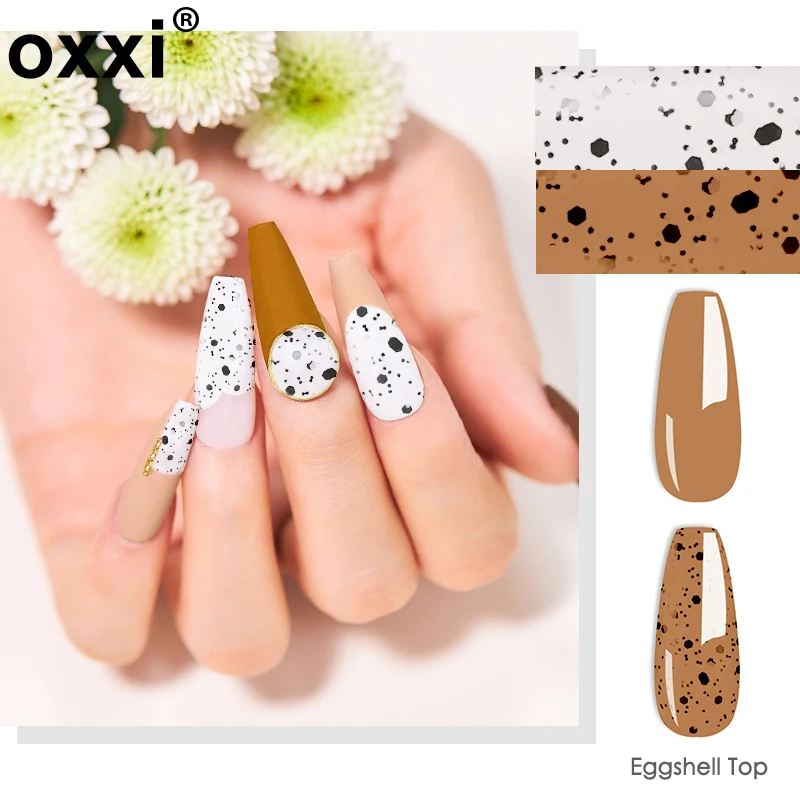 

OXXI Eggshell Top Coat Gel Nail Polish 10ml Semipermanent Quail Eggs Top Gellac Rubber Base for Gel Varnish Manicure Desgin Lac