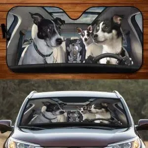 

Funny Rat Terriers Family Driving Dog Lover Dog Lover Car Sunshade, Car Window Sun Cover for Rat Terrier Mom, Car Windshield for