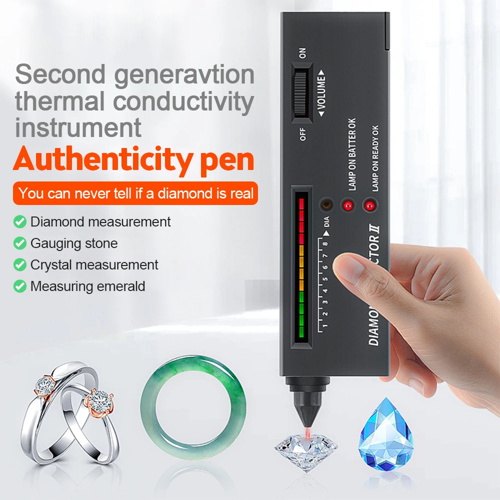 Diamond Gems Tester Pen Portable Professional Gemstone Selector Tool LED Indicator Accurate Reliable Jewelry Detector Test Tool