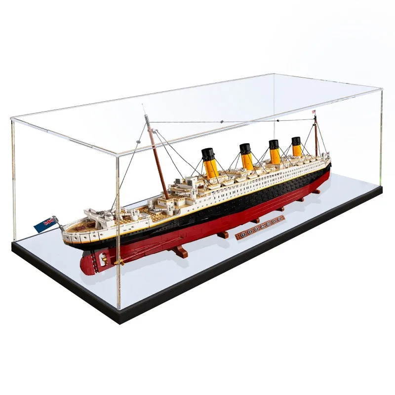 Фото Подходит для модели LEGO 10294 «Титаник», акриловая витрина для фигурок, прозрачный пылезащитный чехол для строительных блоков. №1