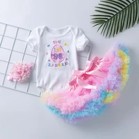 bebe girl rompers tutu skirt headband 3pcs girls bodysuits with colorful mesh skirt girls jumpsuits bunny easter clothes set