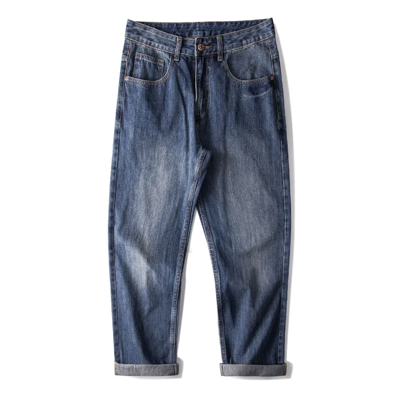 Streetwear Men Large Loose Broad Leg Blue Jeans Autumn and Winter New Pattern Falling Feeling Mopping The Floor Trousers Female