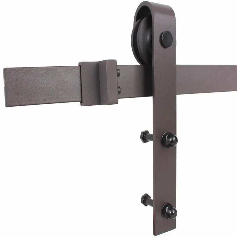

in. Antique Bronze Classic Bent Strap Barn Style Sliding Door Track and Hardware Set