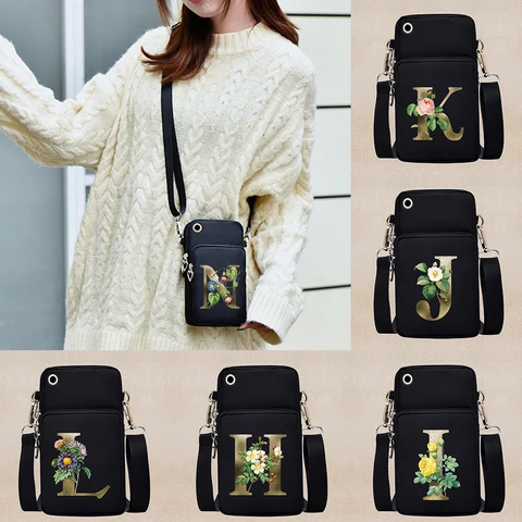 Универсальный чехол-кошелек для Samsung, чехол на плечо с принтом золотых цветов и надписей, спортивный карман для бега