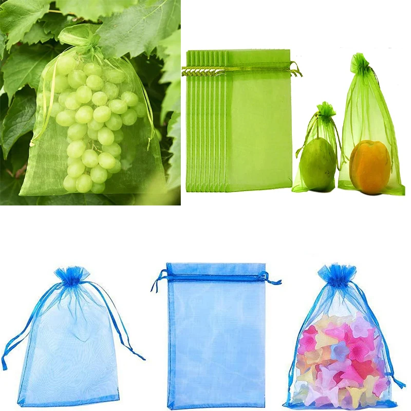 Gauze Mesh Bags Cosmetics Gift Packaging Bundle Pockets 50 Fruit Protection Bags Anti-Insect Anti-Bird Garden Grow Bags