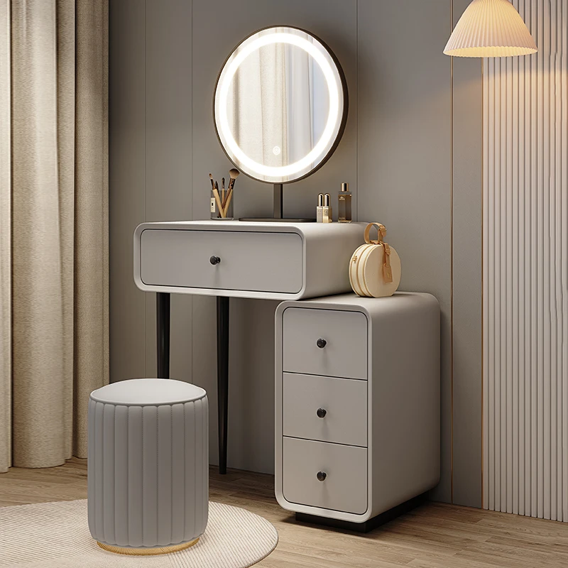 

Modern Led Mirror Dressing Table Minimalist Nordic Make Up Vanity Tables Dressing Small Tocador Mueble Home Furniture LJ50DT