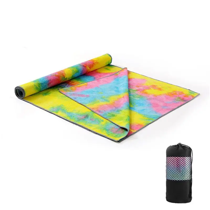 

Tie-Dye Yoga Towel Sweat Absorbent Non-Slip Fitness Mat Blanket with Carry Bag G92F