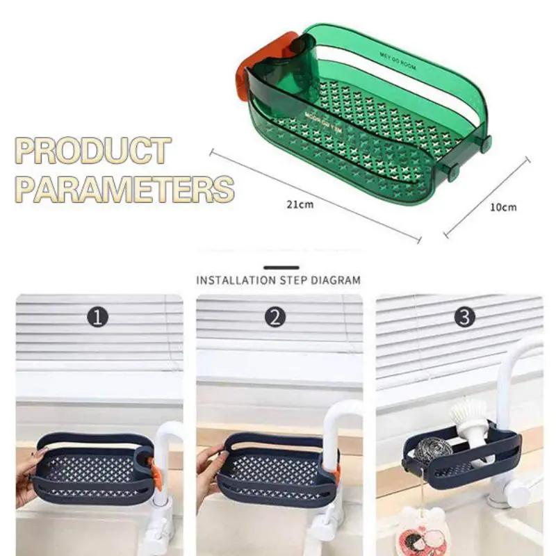 

2 in 1 Home Faucet Rack Drain Rack Kitchen Storage Free Punch Wash Basin Sink Sink Multi-Function Drain Basket
