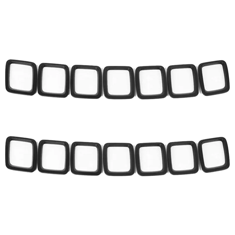 

14PCS Car Front Grille Cover Grill Ring Inserts Frame Trims Kit for 2017 2018 2019 2020 Compass ( Black)